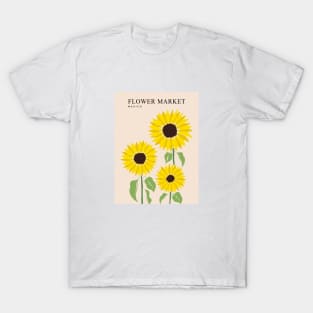 Flower Market Mexico Sunflower Illustration T-Shirt